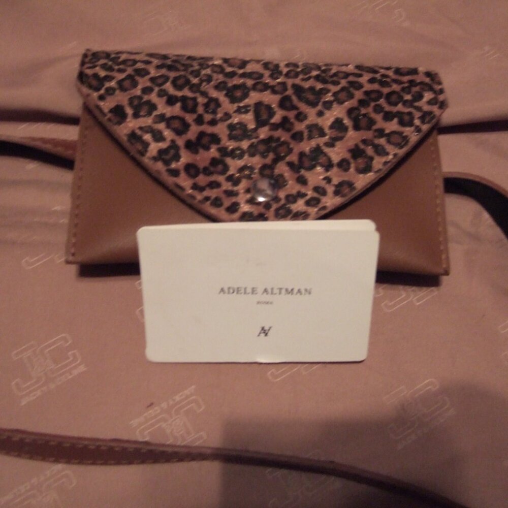 ADELE ALTMAN LEATHER BELT POUCH WITH FAUX  PONY HAIR LEOPARD FLAP